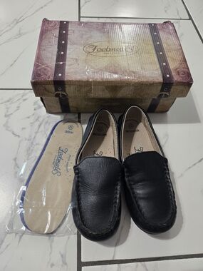 FootMates Black Leather Slip-On Moccasins Sz12